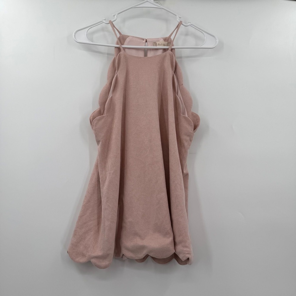 Altar'd State Pink Scalloped Faux Suede Halter Tank Top Small